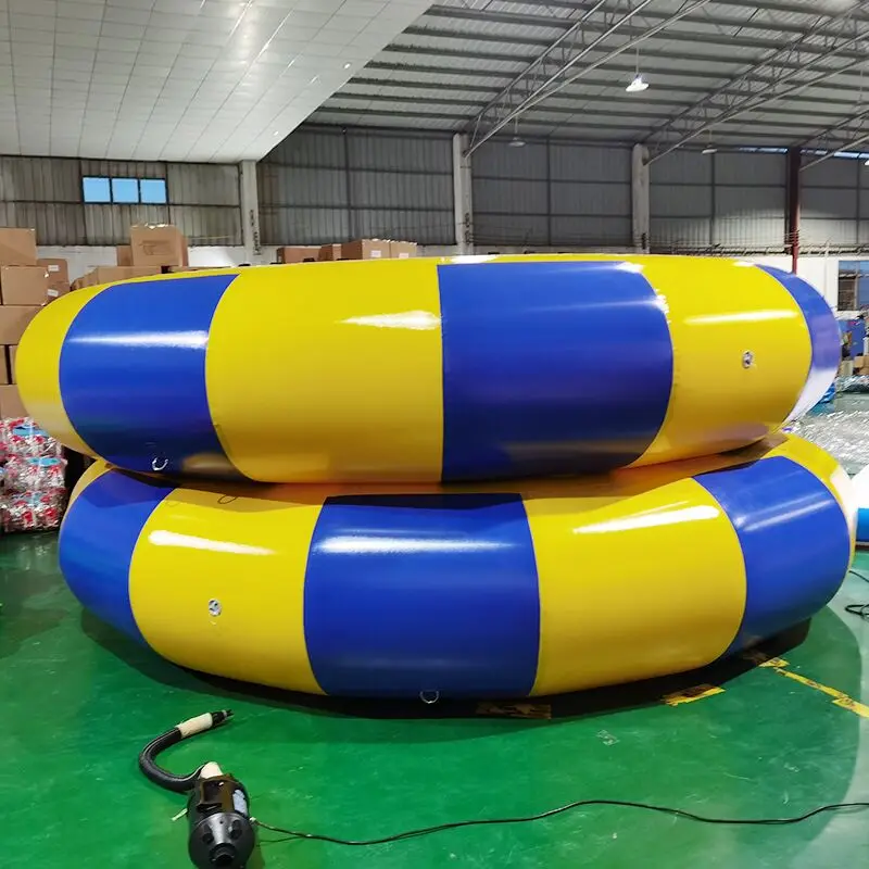 จัดส่งฟรี Dia 3 m Trampoline พองน้ํา Trampoline Bouncer ฤดูร้อนน้ําของเล่น Water Park พร้อมปั๊ม