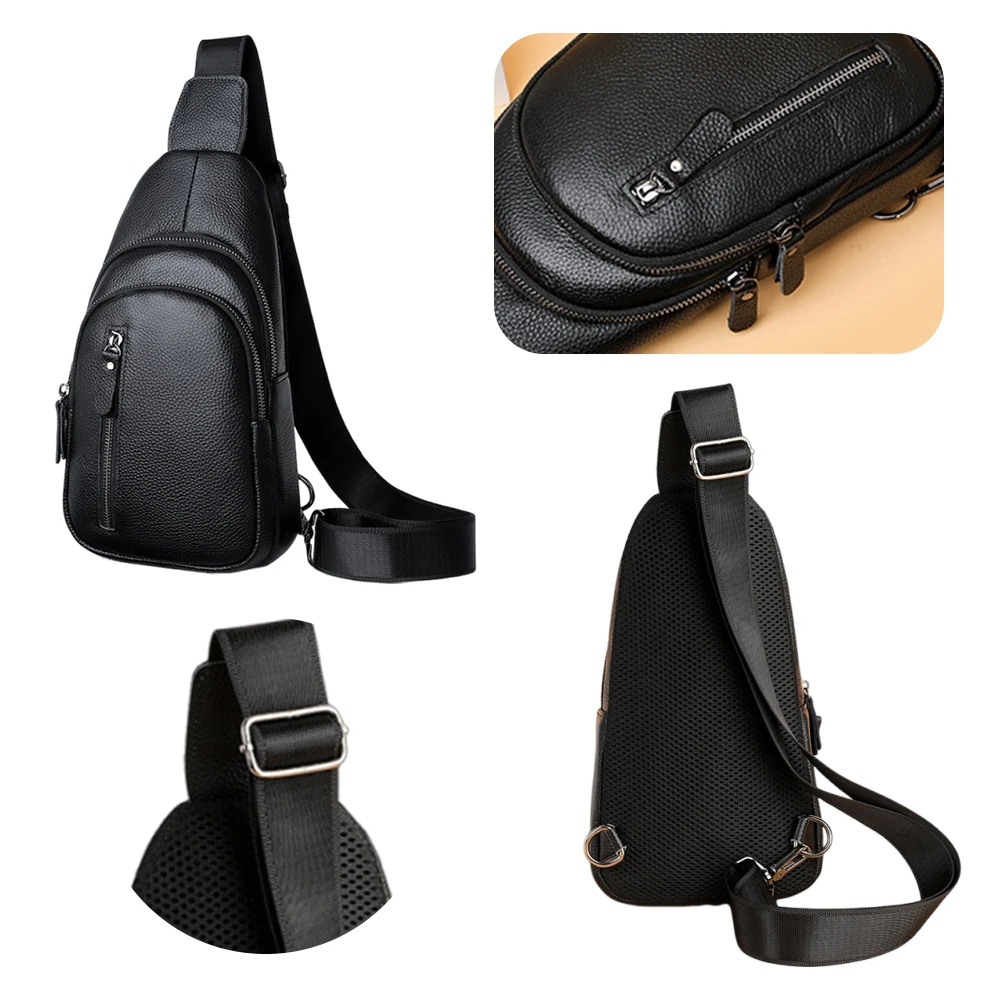 

Кожаная сумка-слинг для мужчин с регулируемым плечевым ремнем Сумка через плечо Сумка через плечо Поясные сумки для пеших прогулок Велоспорт Путешествия