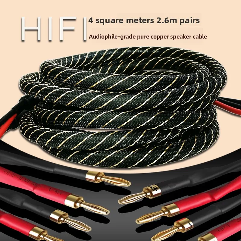 Value Audiophile Grade Audio Pure Copper Speaker Cable HIFI Grade Speaker Cable Power Amplifier Cable 2.5 Meters Pair