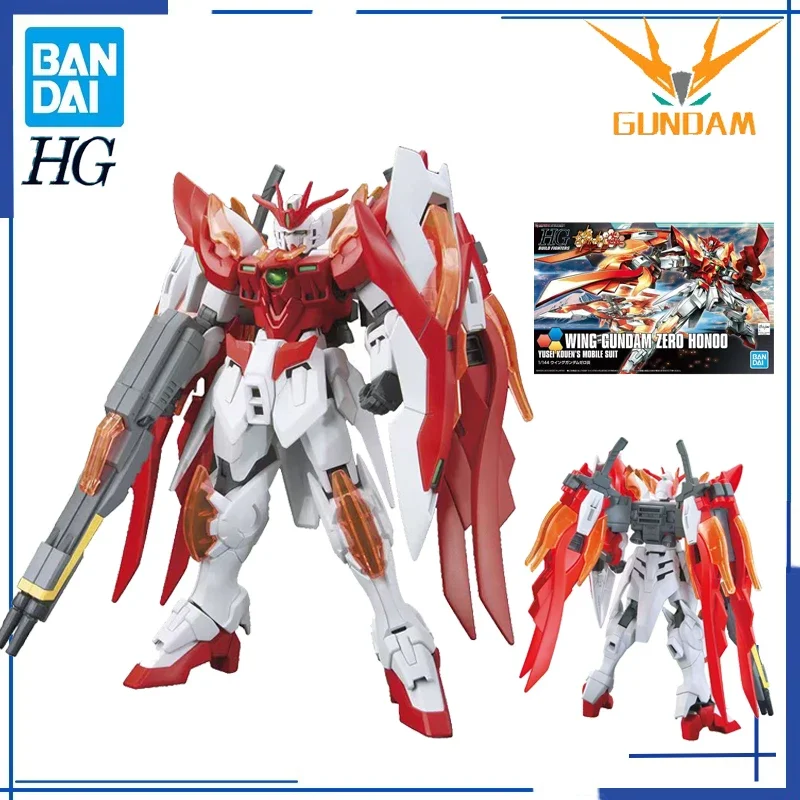 Original Bandai Gundam Anime Model WING GUNDAM ZERO HONOO HGBF 1/144 Action Figure Toys Collectible Model Gifts For Children