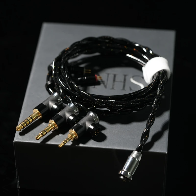 XINHS-127 Kabel słuchawkowy HiFi, ulepszony, modułowy w kształcie litery L, 2.5mm 4.4mm zbalansowany kabel, 3.5mm trzy w jednym kabel audio