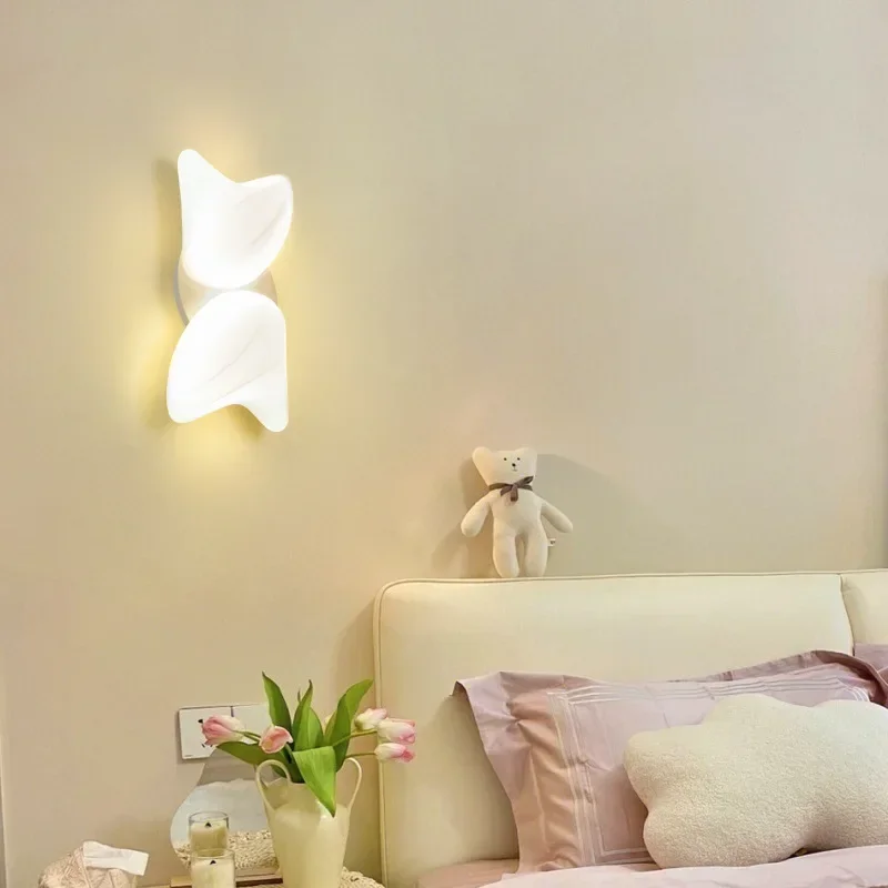 

SANDYHA Nordic Minimalist Wall Lamp Creamy LED Night Light for Bedroom Bedside Living Room Background Home Decor Lighting