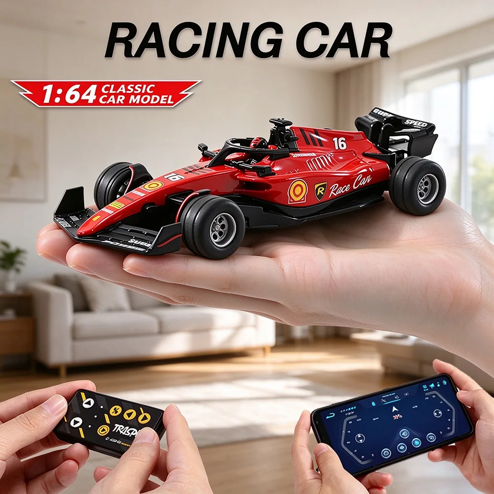 1:64 Mini RC Car Alloy Car Model 2.4G Adjustable Speed with Light High Speed Racing Drift Car Kids Remote Control Toys for Boy
