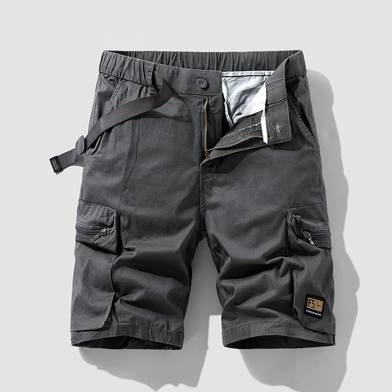 Shorts de algodão de bolso múltiplo masculino, calções masculinos, bermuda, corredores casuais, moda primavera e verão, novo