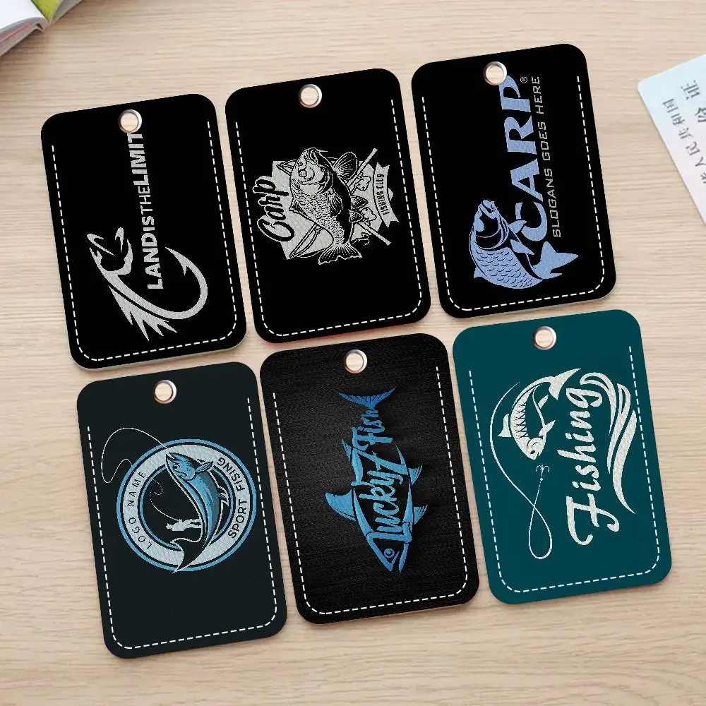 

1 шт. Модный кожаный чехол-картхолдер N-Nash F-Fishing прямоугольной формы для ID-карт, брелок для ключей, держатель для пропускных карт, кольцо для ключей