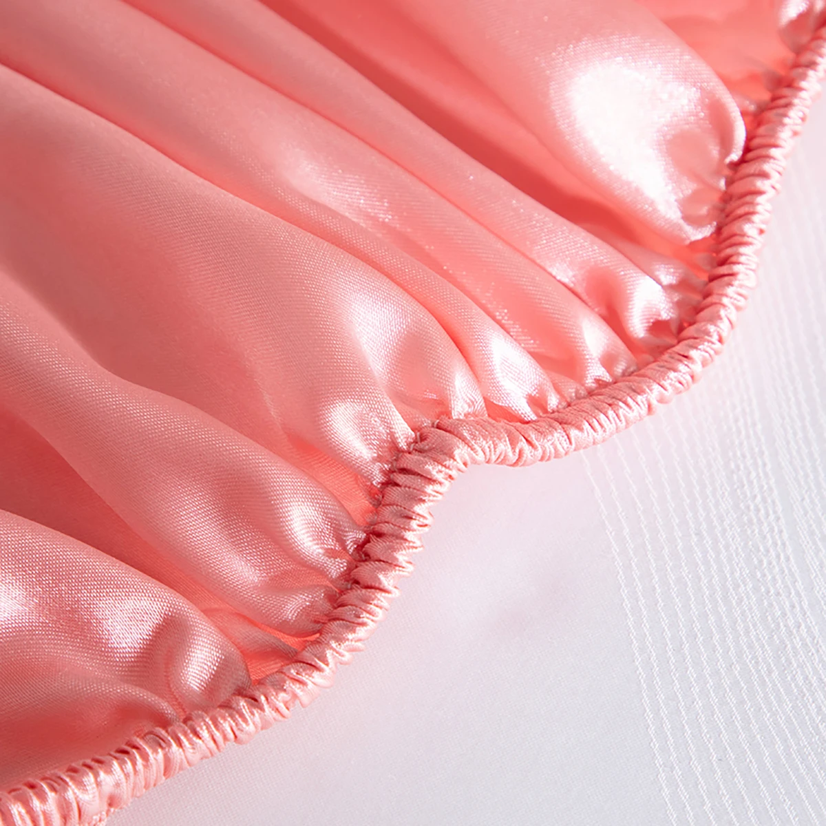 Drap-Juste en Satin de Rayonne Haut de Gamme, Soyeux, Solide, Rose, Bande artificiel astique, Lisse, Juste de Matelas