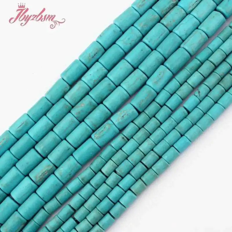 

4x5mm/5x8mm Column Blue Howlite Stone Beads For DIY Necklace Bracelets Jewelry Making Spacer Loose Strand 15 Inches