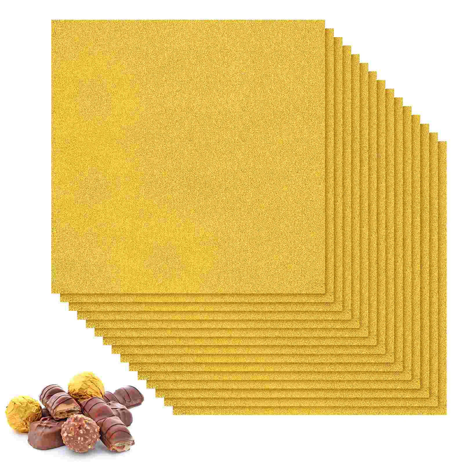 

200 Pcs Golden Chocolate Wrapping Paper Candies Foil Wrappers for Aluminium Baby