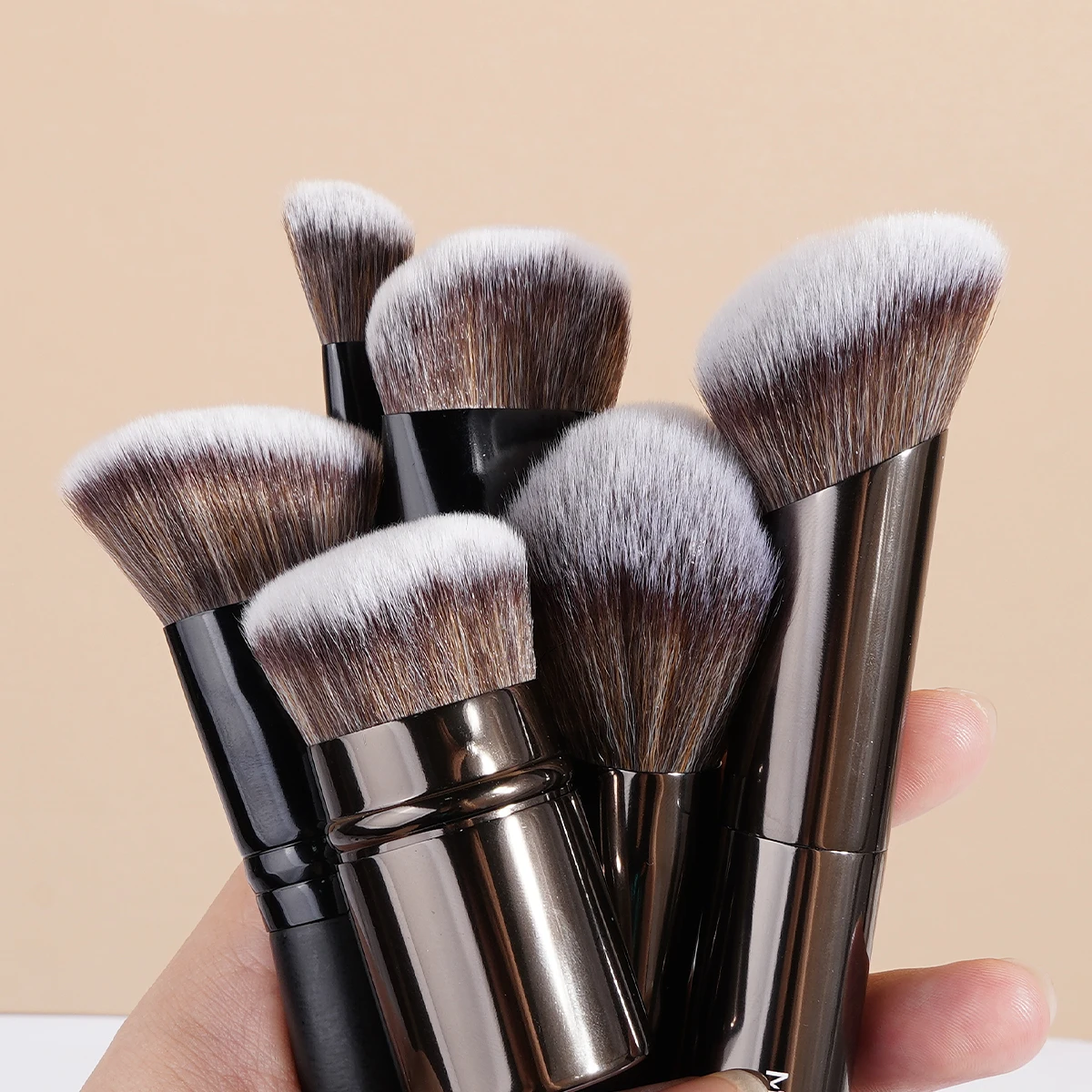 MAANGE 6PCS Professional Makeup Brush Set Foundation Contour Powder Blush Blending Brush Soft Fluffy Hair Beauty Tools Travel