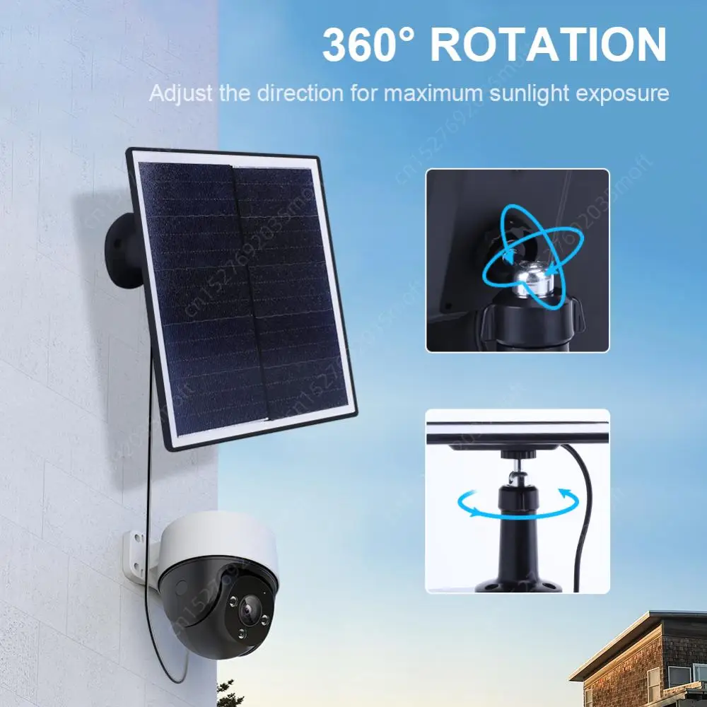 قابل للتعديل جدار جبل للكاميرا الأمن ، لوحة للطاقة الشمسية في الهواء الطلق ، شاحن خلايا أحادية البلورية ، مايكرو أوسب ، نوع-C ، 360 درجة ، 30 واط ، 5 فولت