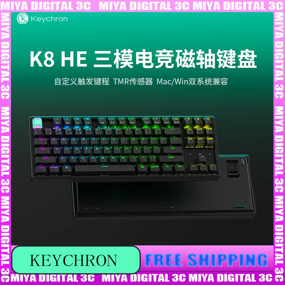 

Keychron K8HE Магнитная клавиатура Беспроводной датчик TMR RGB Прокладка Игровая механическая клавиатура для киберспорта Бесстрашный контракт RT Delta