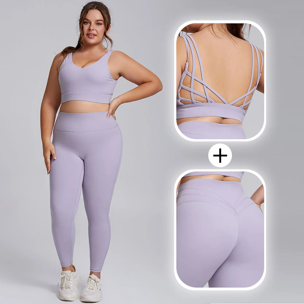 Yoga Set Women Gym Clothes Workout Clothing Suit Plus Size Yoga Wear Leggings Sports Bra Two Piece Set Running Jogging Sports