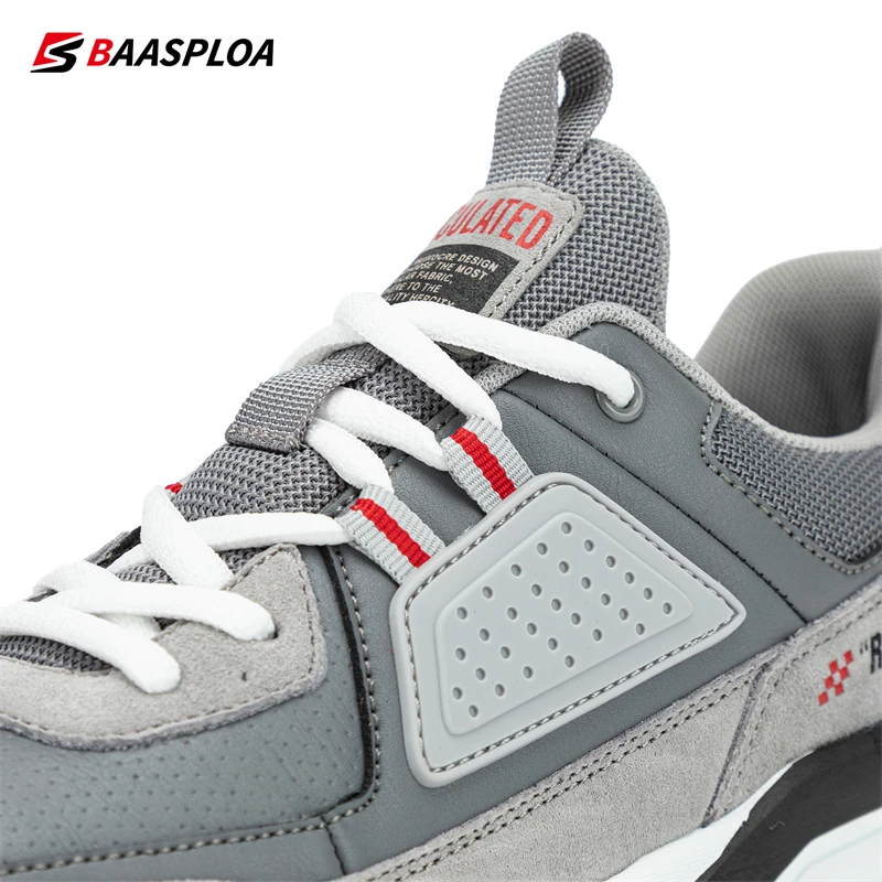 Baasploa 2022 New Men Leather Sneaker Waterproof Walking Shoes  Fashion Casual Shoes Non-Slip Wear-Resistant Male Sport  Shoe