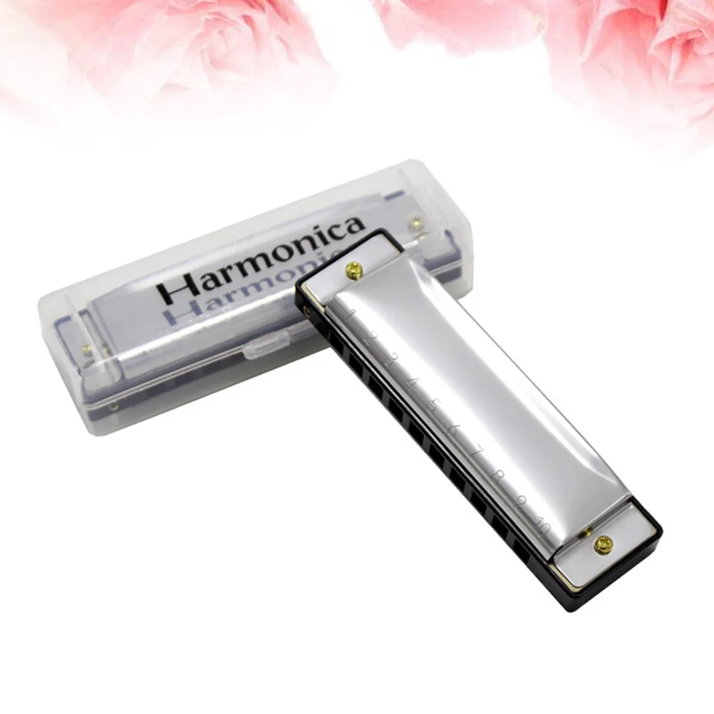 

10 Hole Diatonic Harmonica Blues Harp Swan Harmonica Musical Instrument for Blues Jazz Melodica (Sliver)