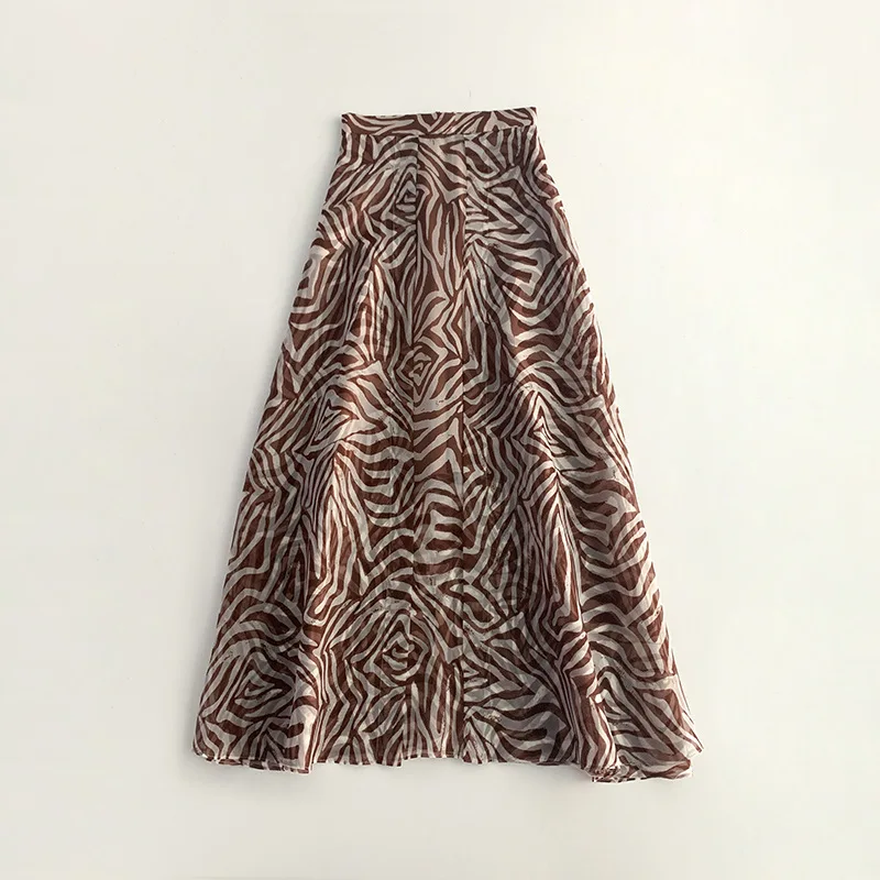 

Withered High Waisted Palm Tree Printed Skirt, Summer Umbrella Skirt Woman Clothing Faldas Skirts