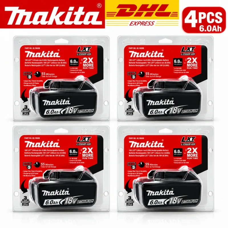 100% Original 6AH makita BL1860 18V Battery Power Tools Li-ion Replacement LXT BL1850 BL1840 for 18V Screwdriver with BMS 18V