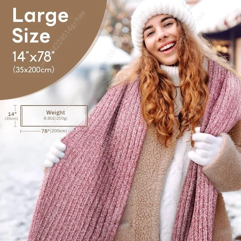 وشاح للنساء للشتاء - وشاح مكتنز كبير الحجم من الشنيل، أوشحة طويلة ناعمة للطقس البارد، هدايا للنساء #3