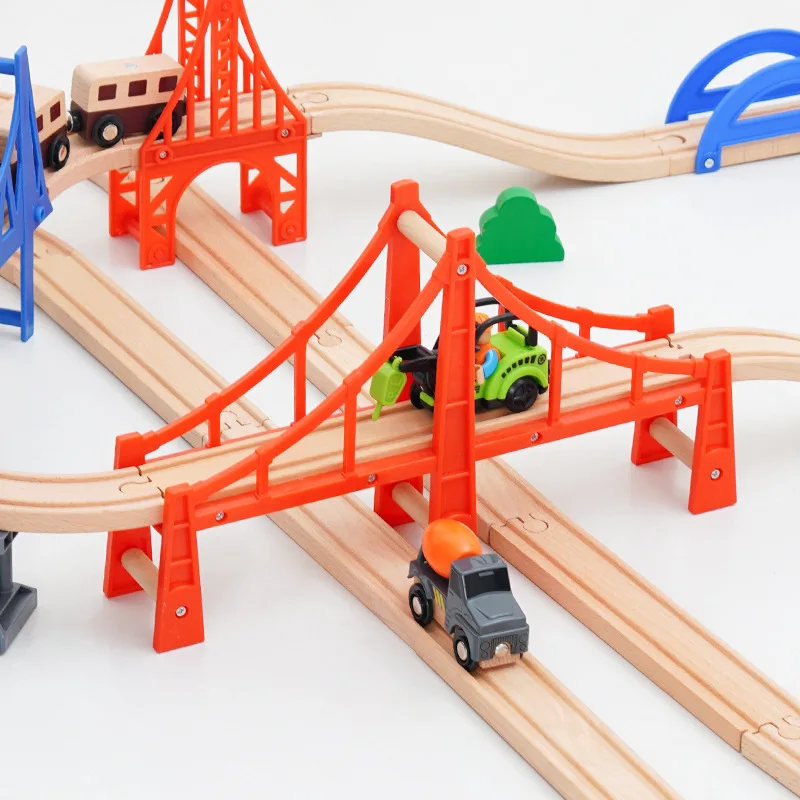 Kids Railway Toys Wooden Tracks All Kinds of Bridge Track Accessories fit for Brand Wooden Train Track Toys for Children Gift