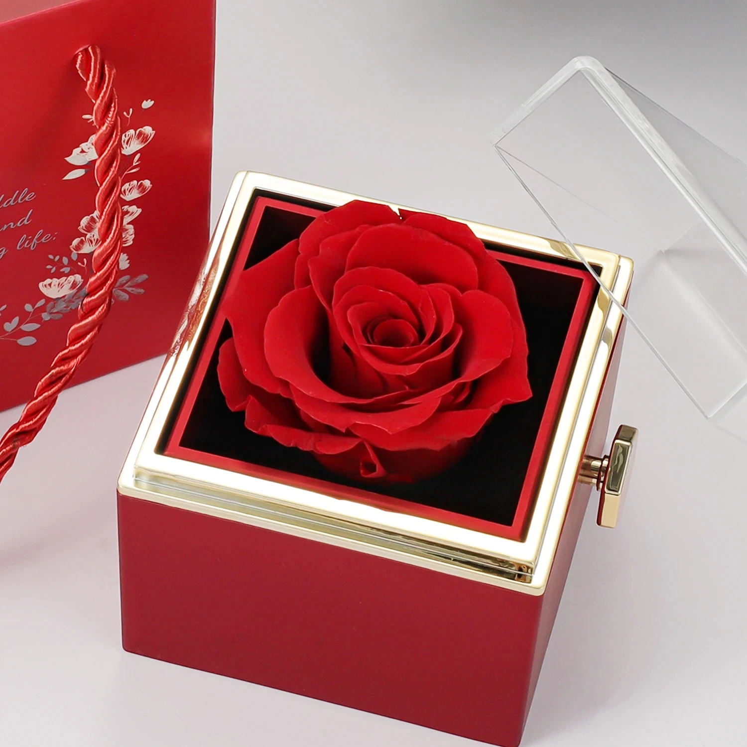 ETERNAL ROSE BOX - Heart Necklace & ETERNAL Flower Gift Box Customize Heart Name Necklace Valentine's Day Gift for Her for Mom - Image 5