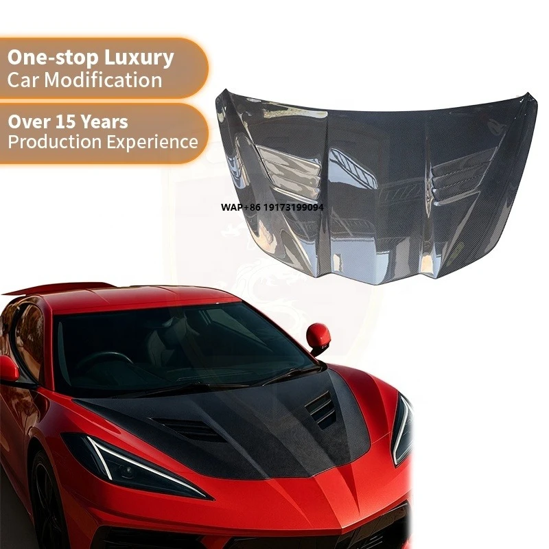 

Car Modified Parts JC Style Carbon Fiber Front Hood for Corvette C8 Z06 Car Engine Bonnet Hood Auto Accessories