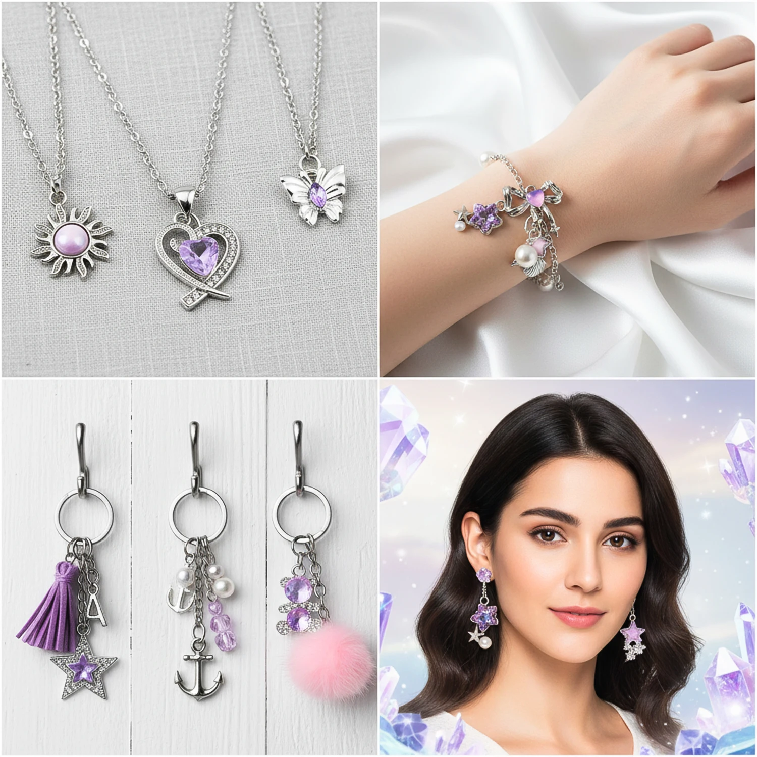 5/20Pcs New Moon Star Heart Charms Fashion Y2K Style Alloy Pendants For DIY Handmade Necklace Bracelet And Jewelry Making Crafts - view 3