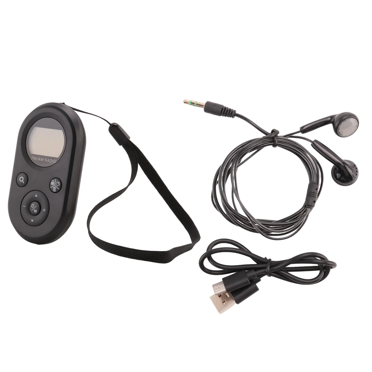 Mini FM/AM Radio Portable Pocket 76-108MHZ Rechargeable Radio Receiver with LCD Display Backlight Lanyard Design