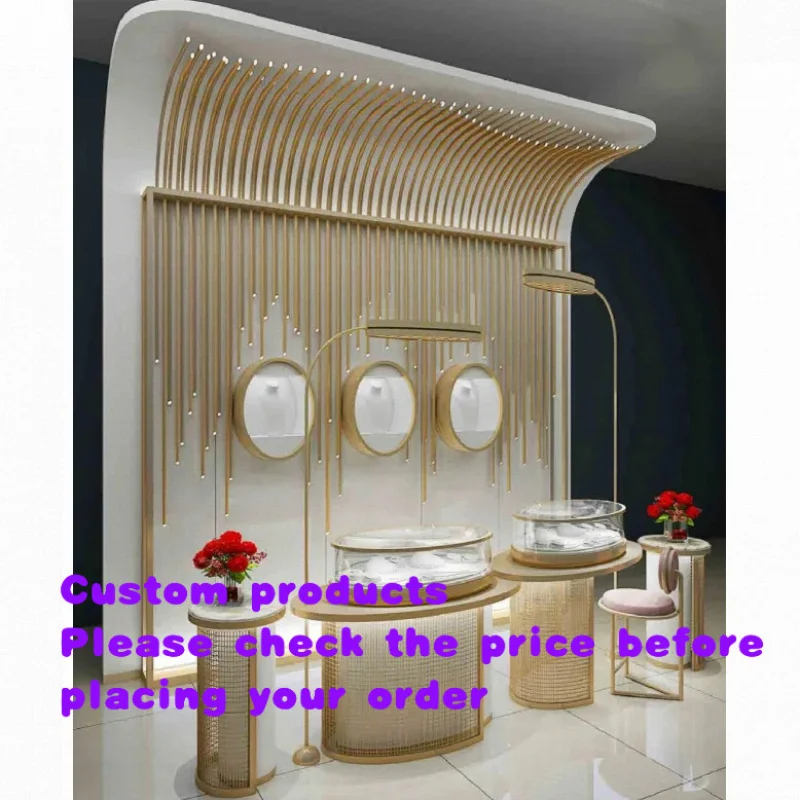 

custom.Custom High Quality Glass Jewelry Showcase Design LED Lighting Retail Shop Interior Display Counter Jewellery