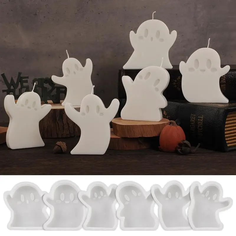 DIY Halloween Ghost Candle Silicone Mold Aromatherapy Gypsum Candlestick Ornament Epoxy Resin Mold Crafts Decoration Storage