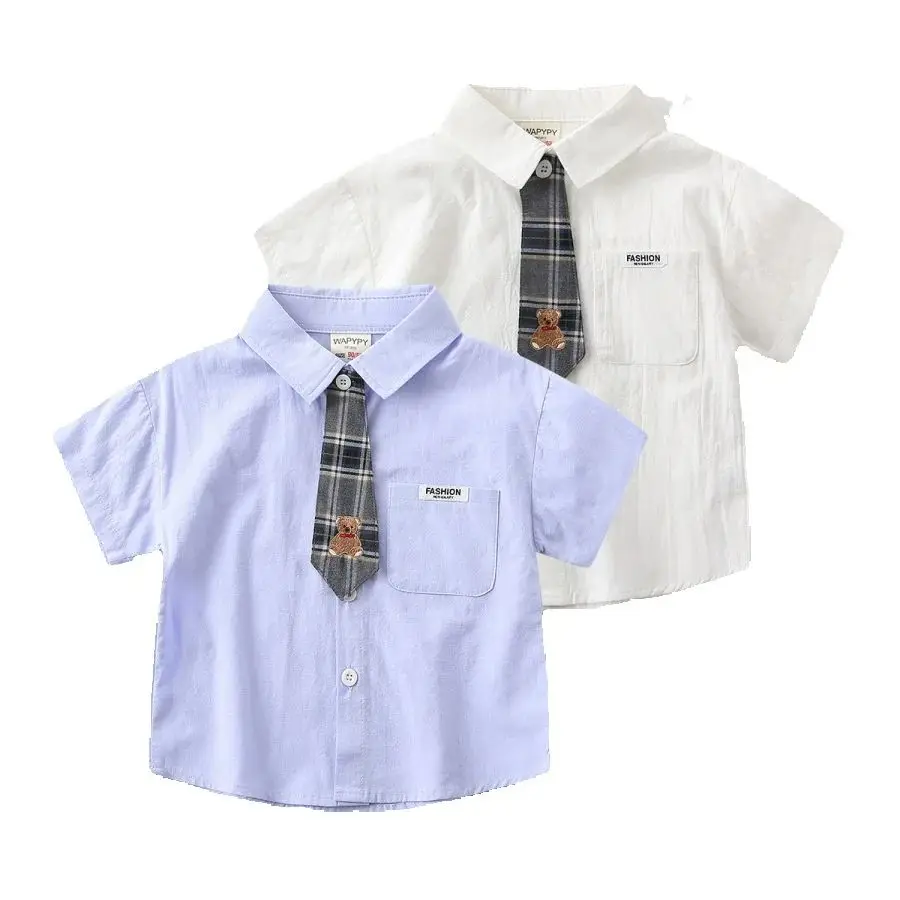 

Летняя детская хлопковая одежда для маленьких мальчиков, футболка для маленьких девочек, детская одежда, блузка для младенцев, рубашки для мальчиков 2–6 лет (подарочный галстук)