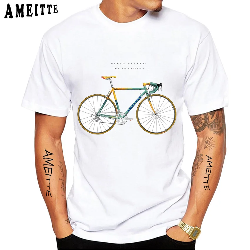 Sommer Herren Kurzarm Vintage Kollektion des Marco Pantani Bike ab 1998 Print T-Shirt Boy Casual White Tees Fahrräder Tops