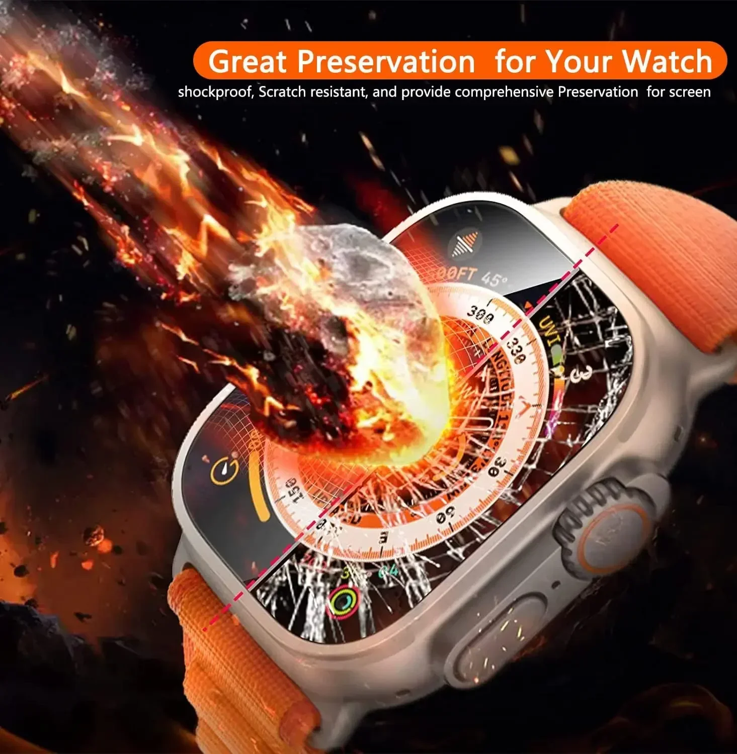 Case For Apple Watch Ultra 2 49mm iwatch Accessories Tempered Glass Screen Protector Full Scratch-Resistant PC Protective Cove