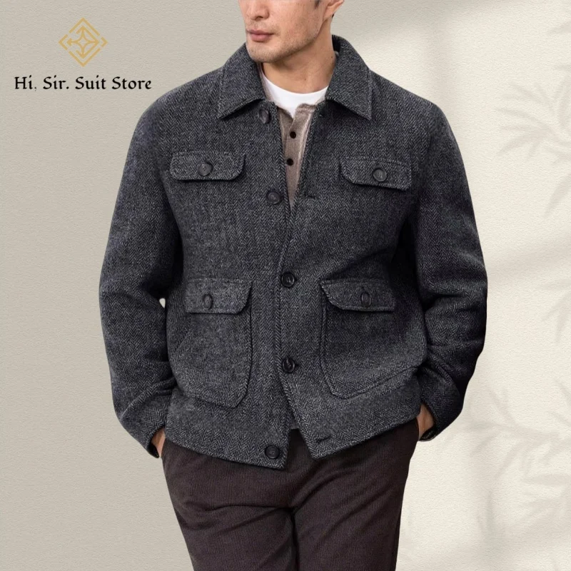 

Hot Men's Blazers Business Casual Herringbone Elegant Boys' Suit Fashion Office Turn Down Collar Outwear Men Sports Jackets Coat