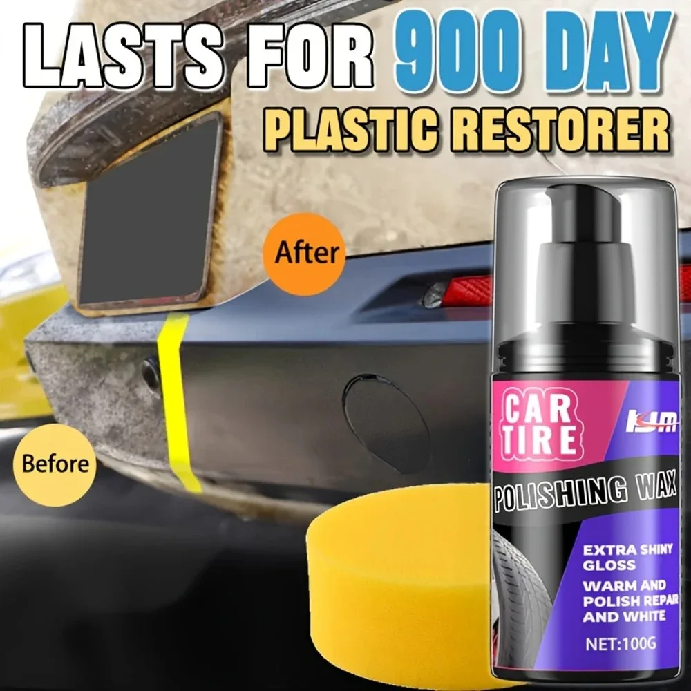 Crema restaurador de plástico y neumáticos negra: evita grietas, restaura el brillo, protección UV para neumáticos de automóviles, bicicletas y motocicletas y pla