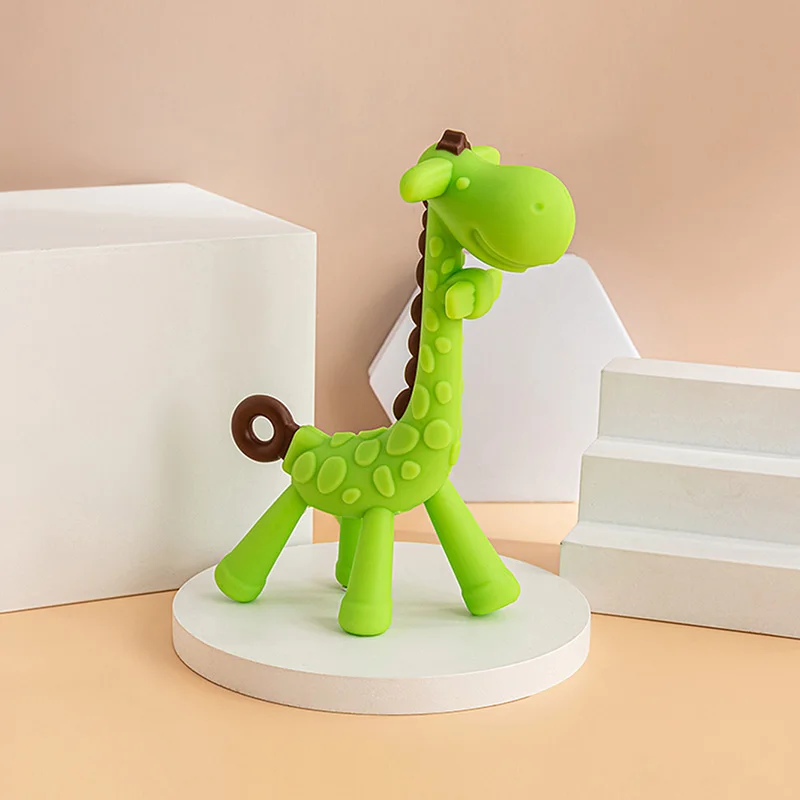 Baby Deer Teether Toy Glue Giraffe Set Ring Deer Love Cute Animal Molar Relief Teething Discomfort Soft Silicone view 5