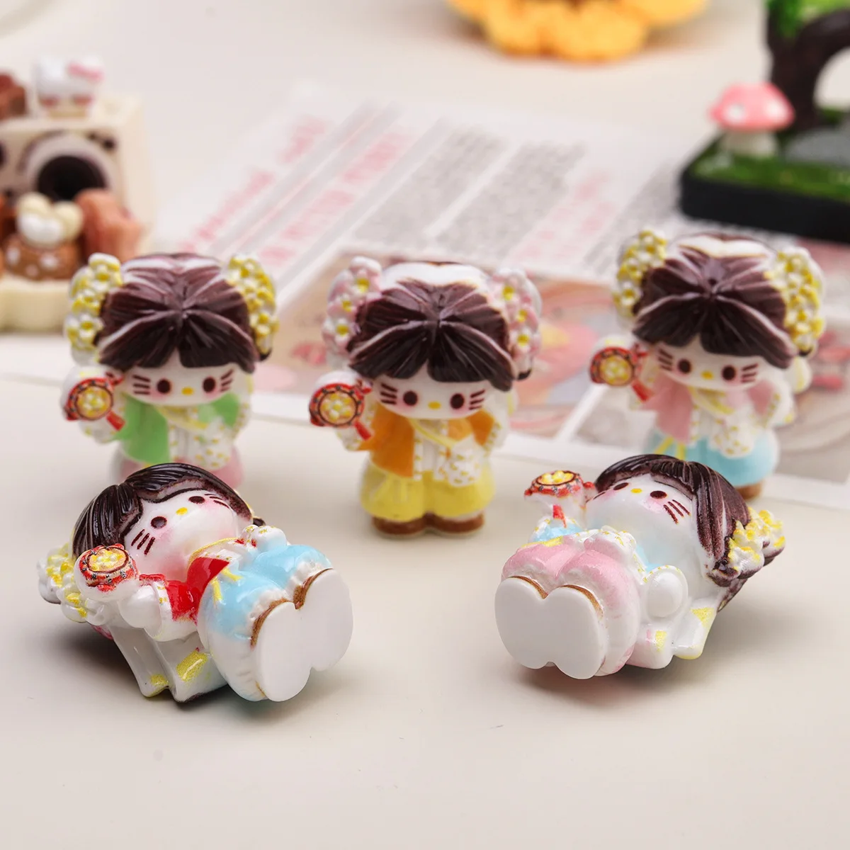 قطعتان من إكسسوارات الراتنج الكرتونية ثلاثية الأبعاد من Miniso، علبة غير المرغوب فيها ذاتية الصنع، مستلزمات الحرف اليدوية المصغرة