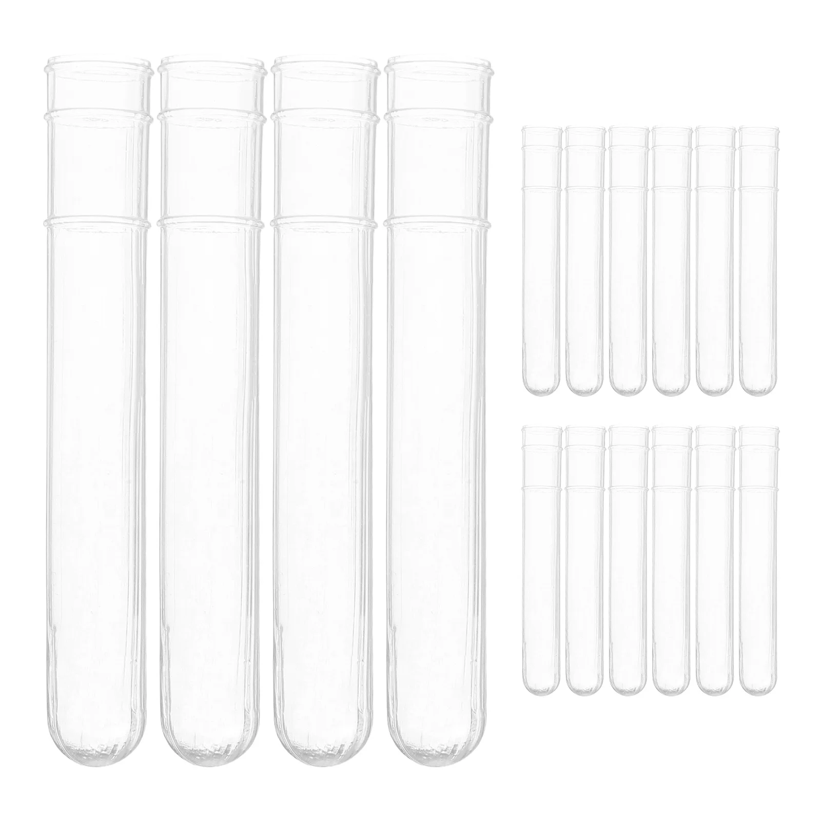 

100Pcs Transparent Plastic Test Tubes Clear Sample Vials Blood Collection Lab Storage Scientific Use Clear Plastic Test Tubes