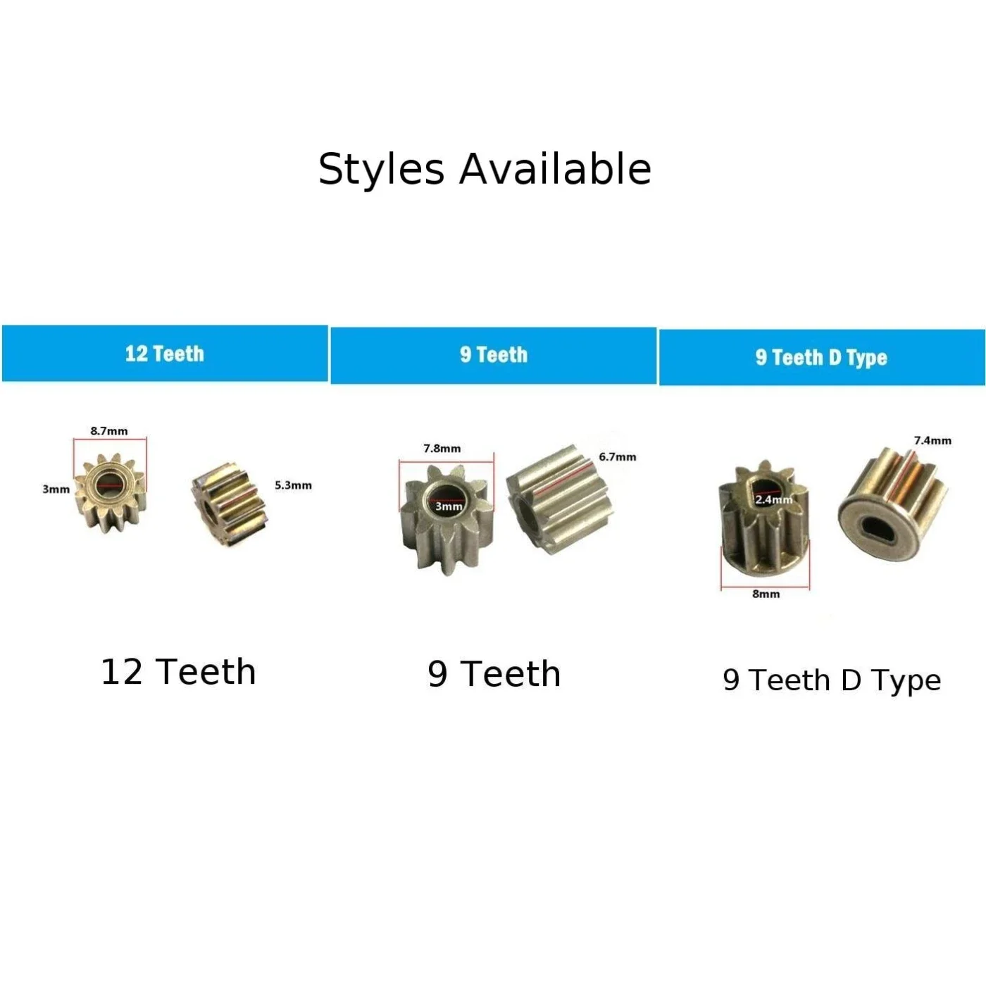 Motor Gears 9Teeth 12Teeth Gear D Type Gear For Cordless Drill Charge Screwdriver Carbon Steel Gear 550 Motor Gear Rechargeable