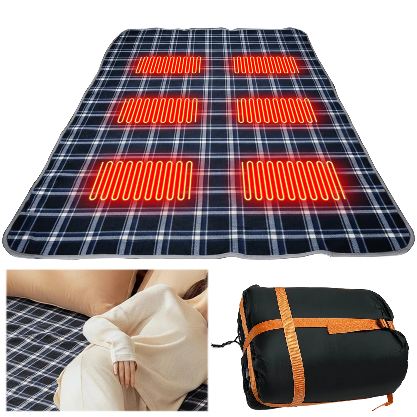 

Уличные электрические грелки с 6 зонми нагрева, водонепроницаемый электрический теплый спальный коврик для кемпинга, пешего туризма, приключений на открытом воздухе