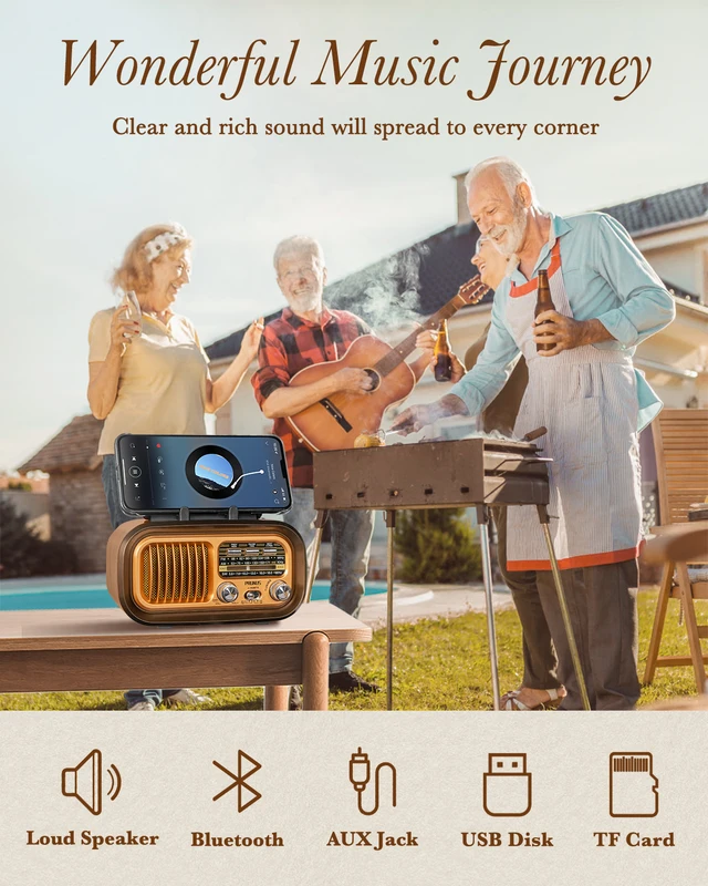 Rádio Portátil Multifunção Bluetooth FM AM SW — foto 3