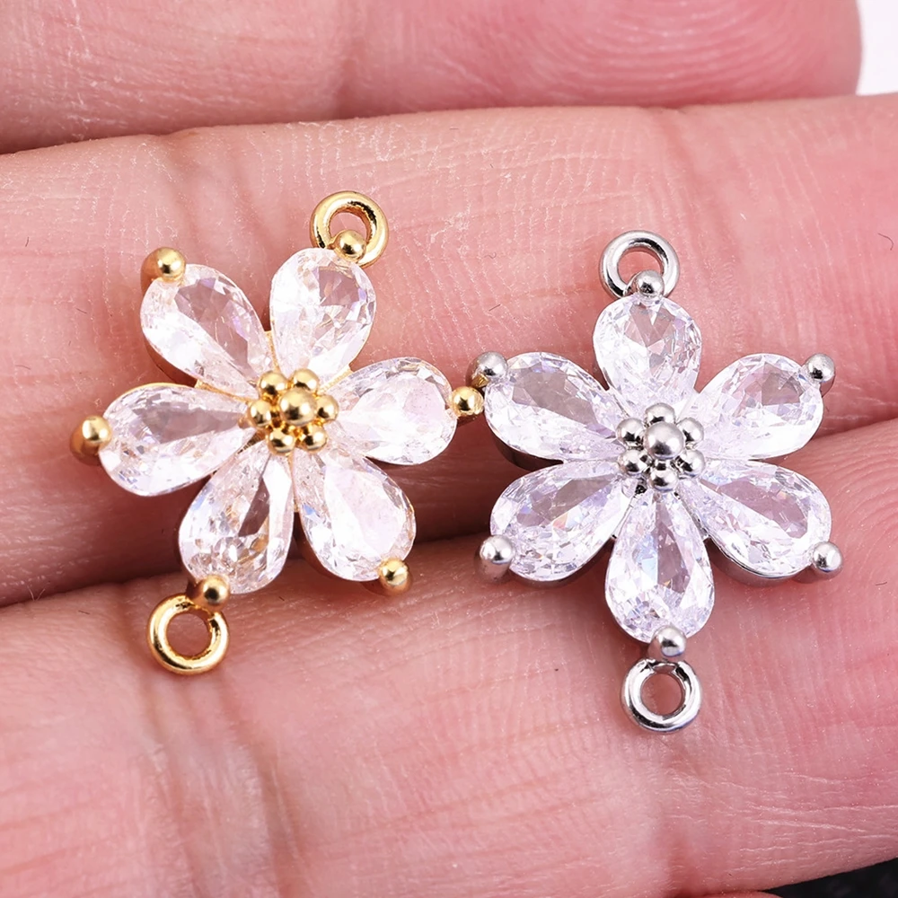Juya DIY-Schmuckzubehör für Damen, kubischer Zirkonia, Blumenverbinder, Zubehör für Handarbeiten, Charms, Armbänder, Ohrringe, Herstellung – Detail 2