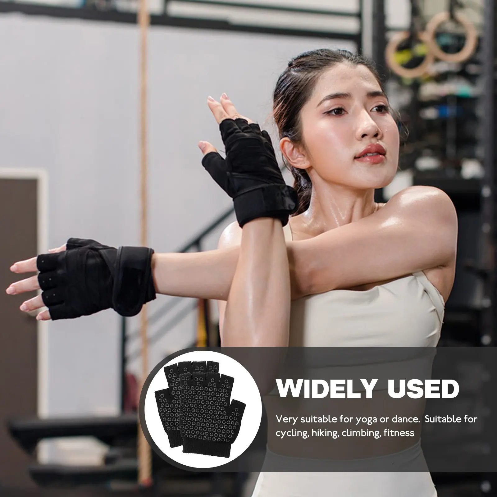 

1 Pair Yoga Gloves Fingerless Non-Slip Breathable Cotton Anti-Skid Decorative Ballet Dancing Fitness Gloves Women Workout