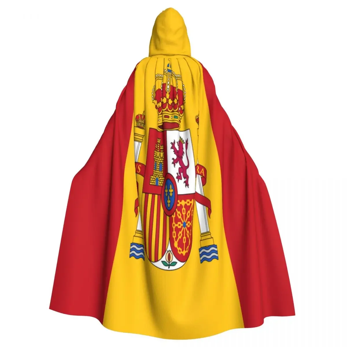 Unisex Adult Spain Flag with Hood Long Witch Costume Cosplay