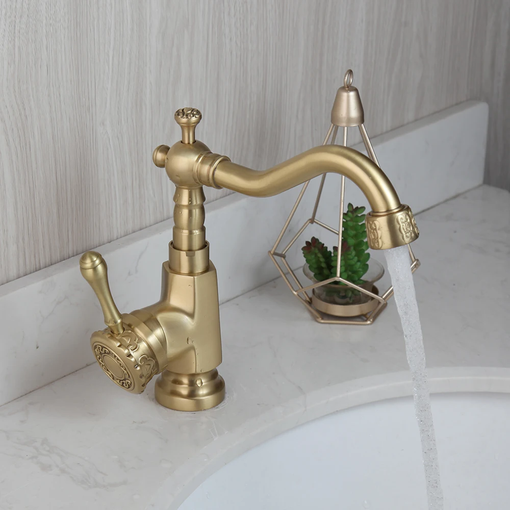 

Brushed Gold Basin faucet Bathroom Sink Mixer Tap torneira banheiro Water Column Water Faucets mixer taps