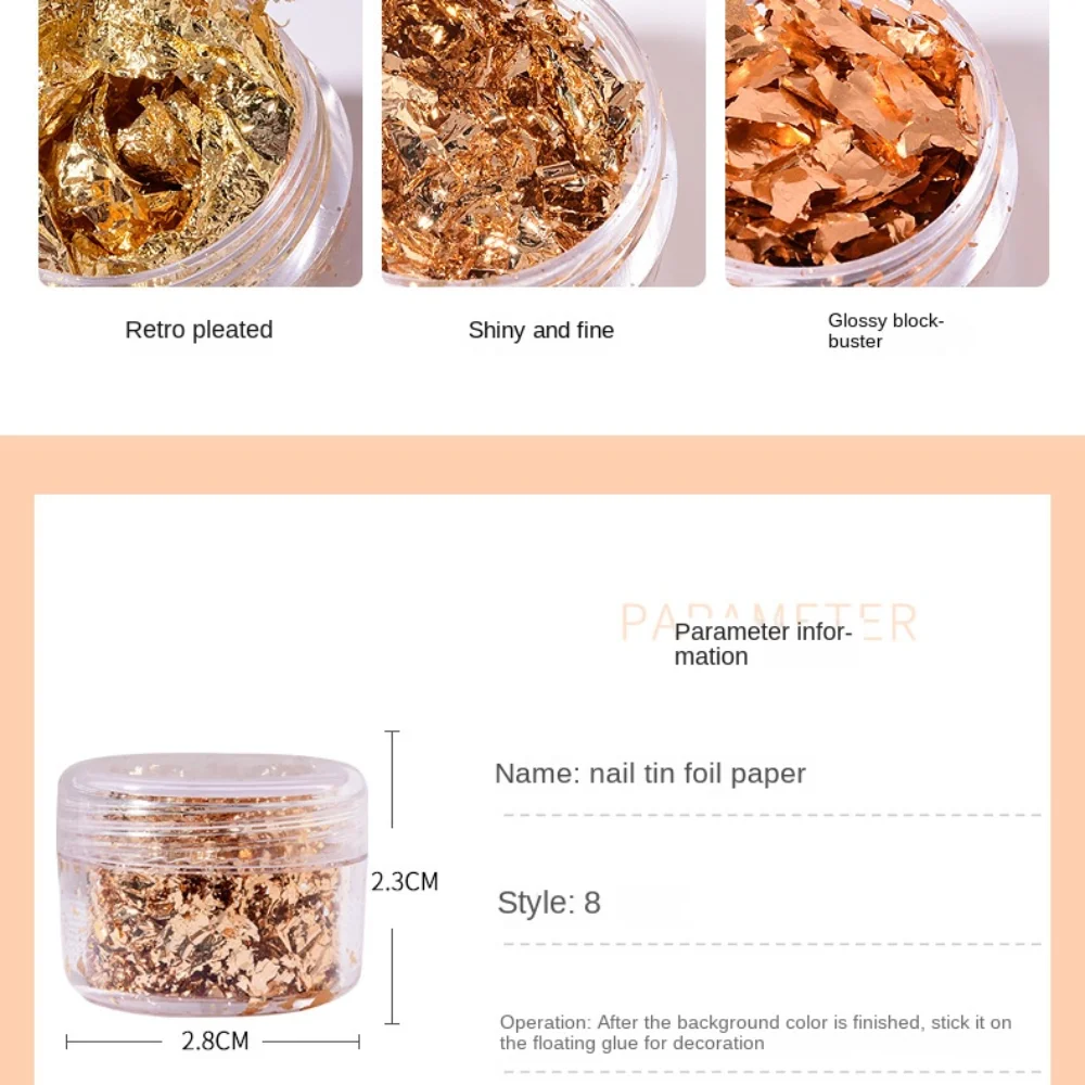 Decorazione per unghie in lamina d'oro Frammento in argento dorato con paillettes Fascino per nail art Glitter Decorazione per nail art irregolare Design per manicure