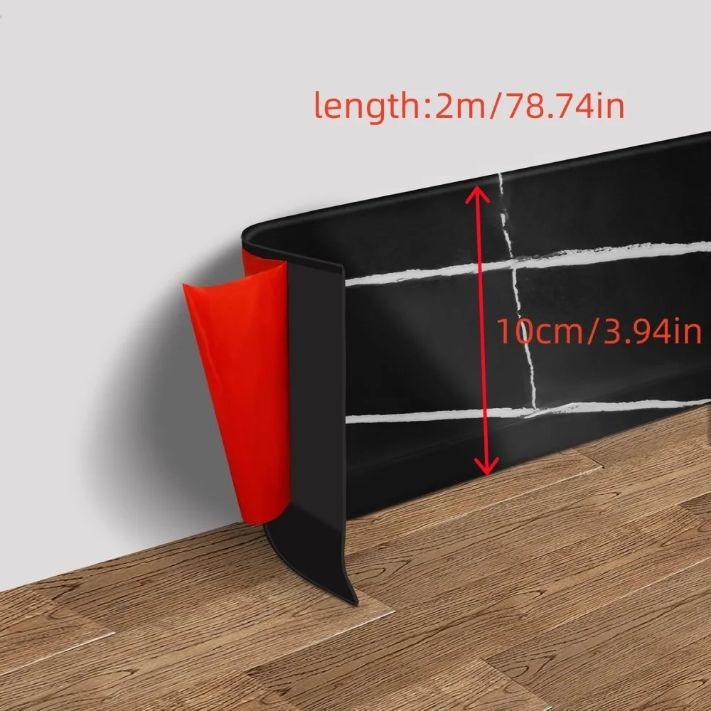 1pc 2mX10cm Self-Adhesive Wall Base Peel and Stick Cove Base Rubber Wall Moulding Trim Wide Flexible Baseboard of PVC Kickboard