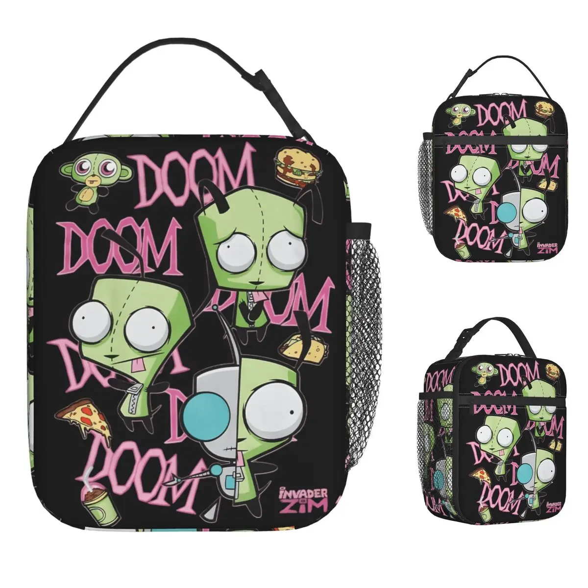 حقيبة غداء مدرسية من Invaders Zims للبالغين، حقائب غداء حرارية بتصميم غير رسمي، حقيبة تبريد محمولة من أكسفورد #1