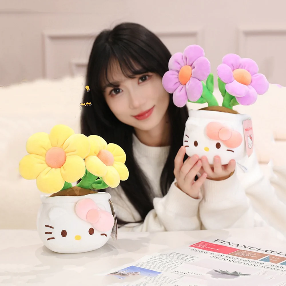 新しいサンリオのかわいい鉢植えハローキティぬいぐるみブーケ、室内デスクトップオーナメント