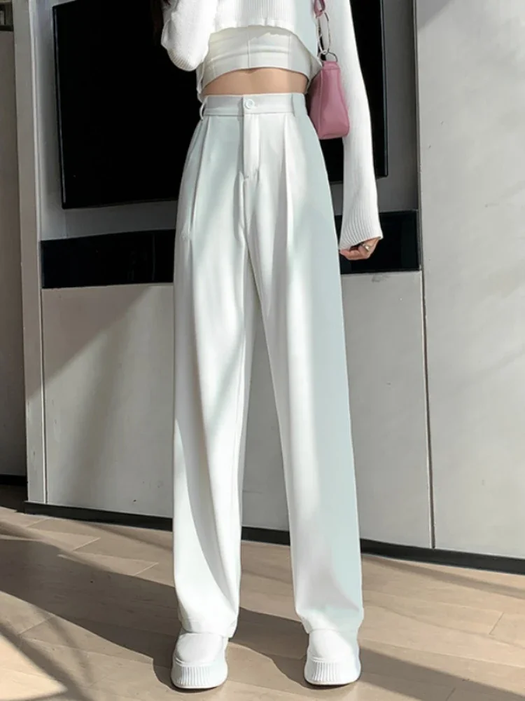 

Casual High Waist Loose Wide Leg Pants for Women Spring Autumn New Female Floor-Length White Suits Pants Ladies Long Trousers