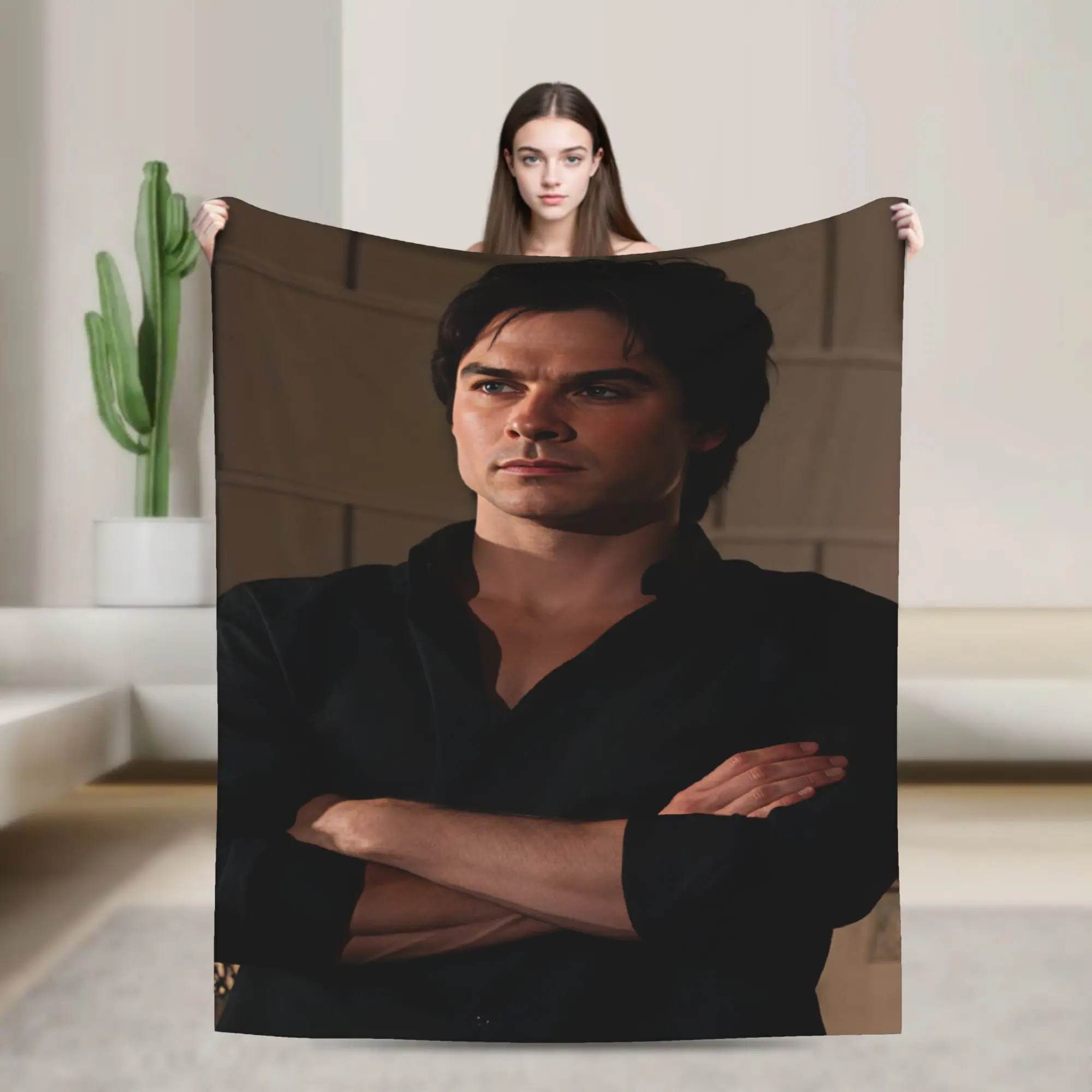 Ian Somerhalder Blanket  Warm Funny Plush Throw Blanket For Couch Chair Sofa Bed Travel Office Flannel Bedspread Bed Cover