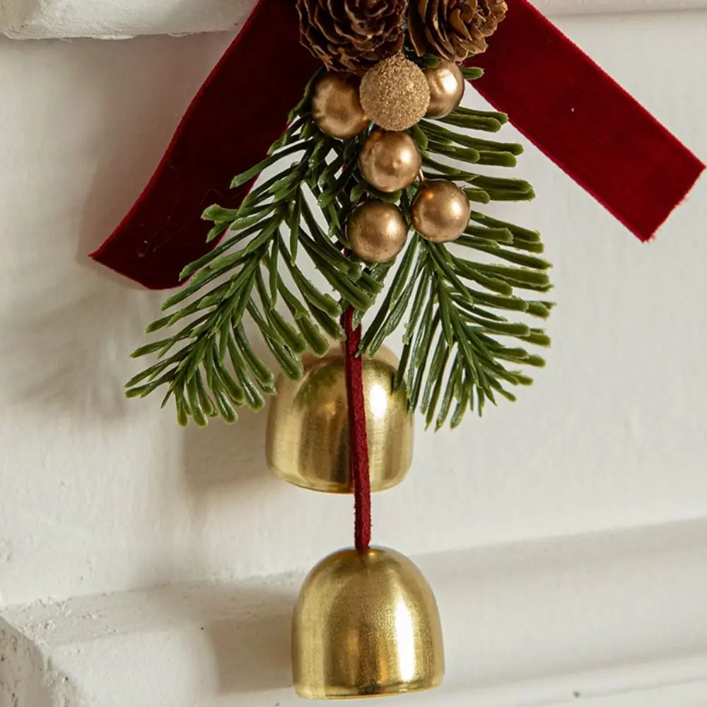 Nieuwe Kerst Rode Fluwelen Strik Hanger Stof Gouden Boom Hangende Ornament Scène Decoratie Decoratie Benodigdheden Kleine Bel Hangers